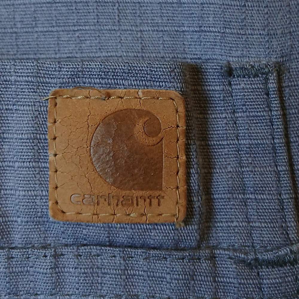 Carhartt Men Large Blue Ripstop Scrub Top V-Neck Workwear Utility Chest Pocket - Picture 4 of 8